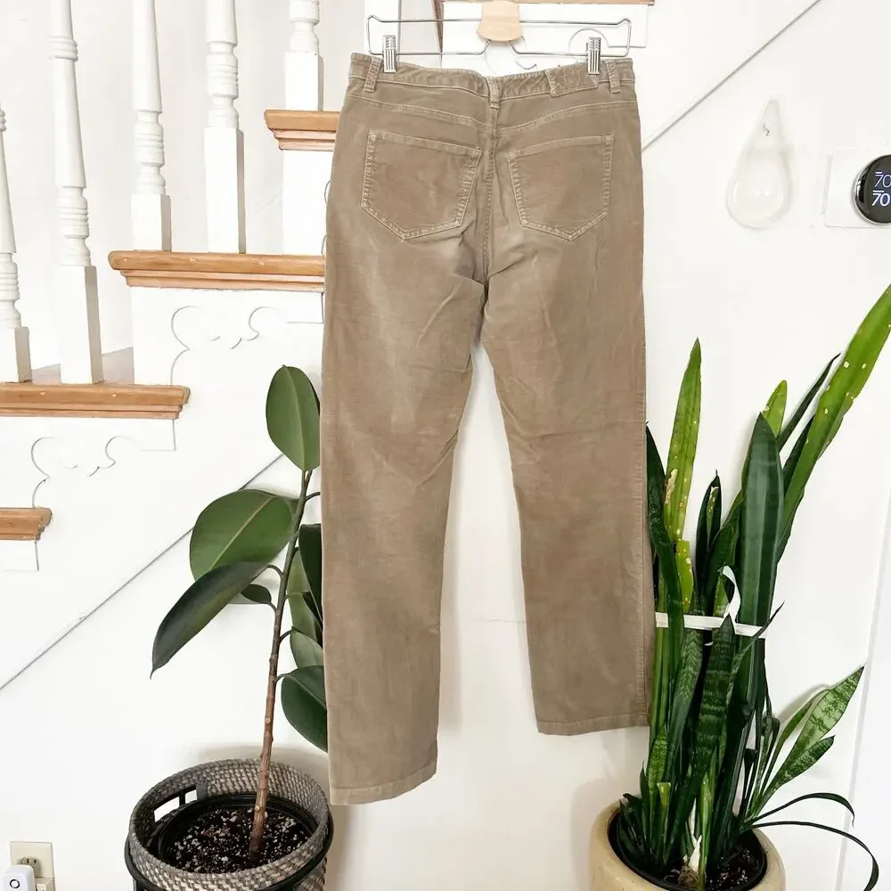 Glenfield Men's Straight Leg Pants Khaki Stretch Corduroy Cotton Blend Size 42